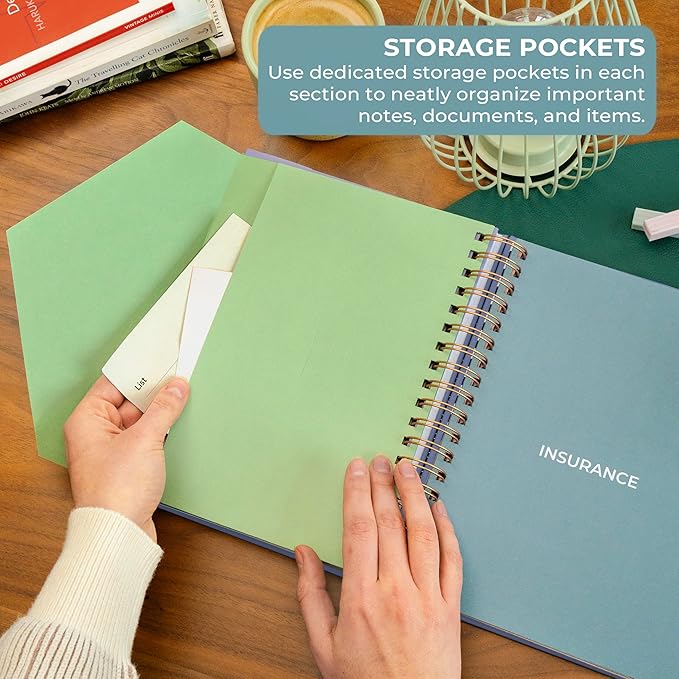 Clever Fox When I Die Planner With Pockets for Documents – End-of-Life Organizer Binder for Important Personal Info & Final Wishes (Smoke Blue)