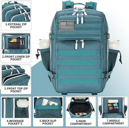 45L Tactical Assault Backpack 3 day assault pack with Molle Waterproof backpack Rucksack for Tactical Backpacks (Blackish Green)