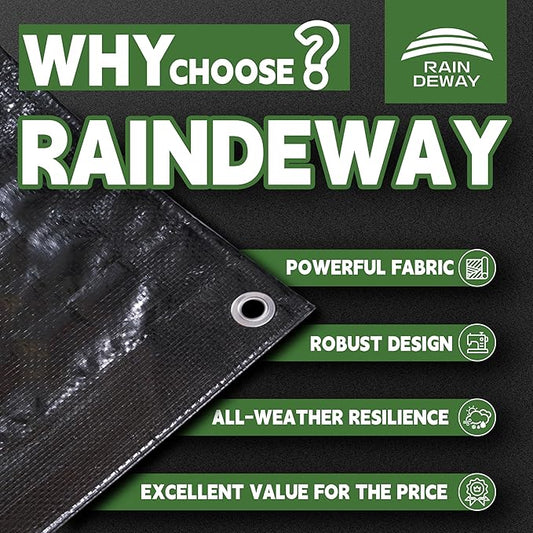RAINDEWAY Small Black Tarp 3x3 Feet (2 Pack),UV Resistant, Multipurpose Medium Duty Waterproof Poly Tarps, Tent Tarp,Cover with Metal Grommets and Reinforced Edges, Finished Size