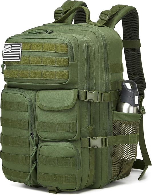 Wotony Tactical Backpack - Military waterproof backpack with multiple pockets and tactical gear for the outdoors (army green, 45L)