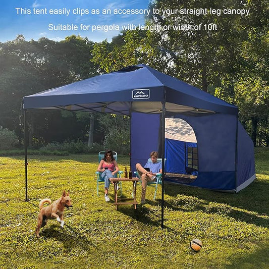 KAMPKEEPER Side Tent,Camping Tent for 10' x 10' Pop Up Canopy, Easy Set Up Gazebo,Compatible with 10' Wide Canopy Tents(Blue)