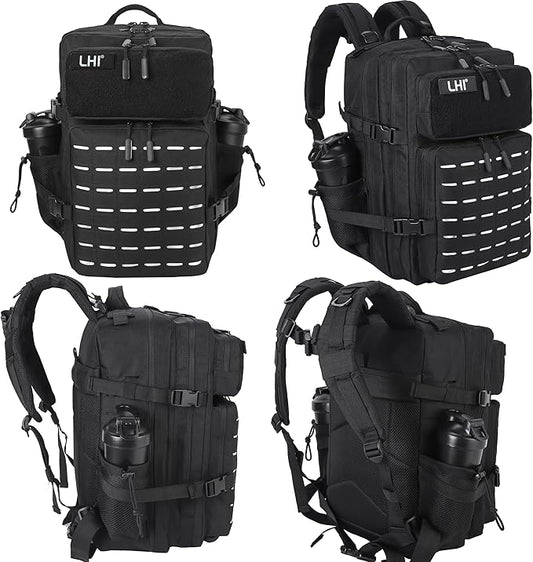 LHI Tactical Military Backpack for Men 25L/45L Large Molle Army Assault Pack 3 Day Hiking Rucksack With Bottle Holder