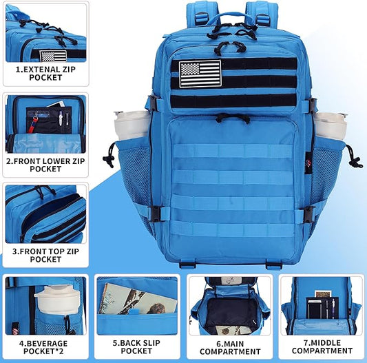 45L Tactical Assault Backpack 3 day assault pack with Molle Waterproof backpack Rucksack for Tactical Backpacks (Dark Blue)