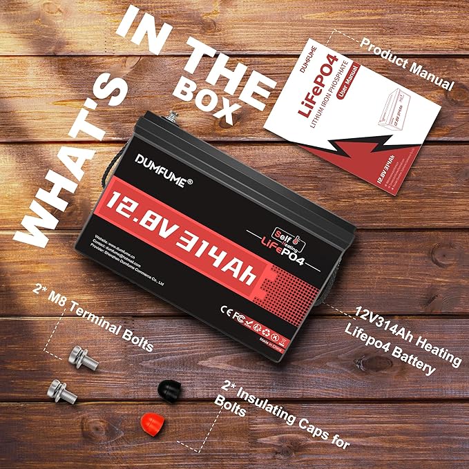 4 Packs 12V 314Ah Self-Heating LiFePO4 Battery with Bluetooth, 200A BMS 4019Wh 300ah Lithium Iron Phosphate battery for Large Solar & Off-Grid Systems