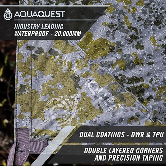 AquaQuest Defender Tarp – Heavy-Duty Waterproof (20,000 mm) Seam-Taped Rain Fly for Camping, Bushcraft & Survival