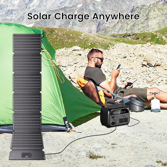 54W Portable Solar Panel, Foldable Solar Panel Charger with 20.5V (DC+USB C) & 12V USB A Output, IP67 Waterproof Emergency Power Camping, Suitable for Small Generators, Phones, PCs,Power Bank