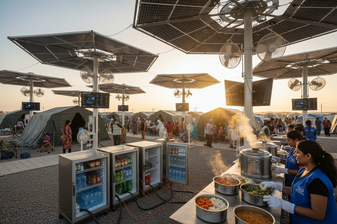 Energy-Efficient Emergency Cooling and Nutrition Support Systems for Disaster Camps