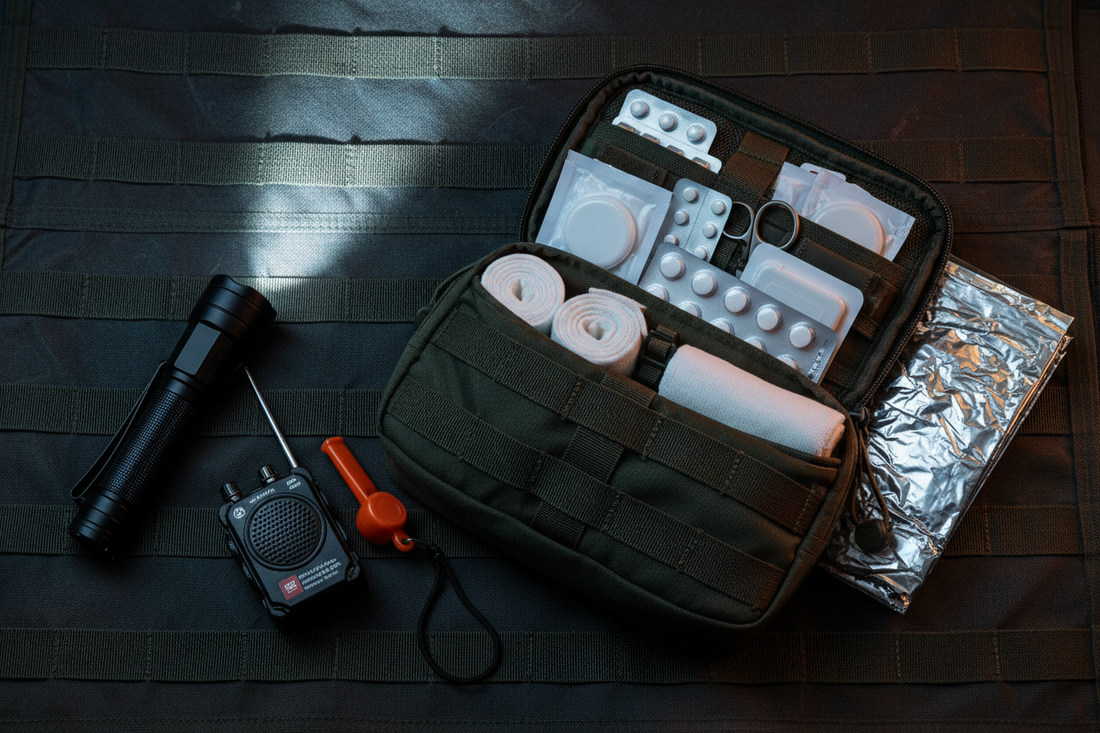 Night-Ready Survival Health Kit: Medical Relief, Tactical Lighting & Emergency Communication in Critical Situations