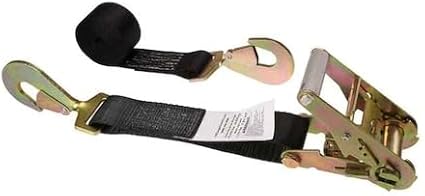 US Cargo Control, 2 Inch Wide x 8 Foot Long Ratchet Strap with Twisted Snap Hooks, Black, 3,333 Lbs Working Load Limit, Compatible with Car, Motorcycle, ATV