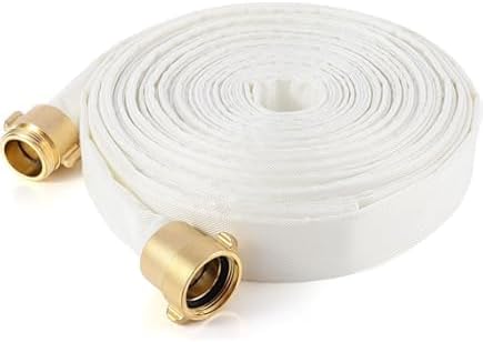 AKW Fire Hose, White, 1-1/2" ID, 500 PSI Burst Pressure, M x F NST Brass Connectors (50 ft.)