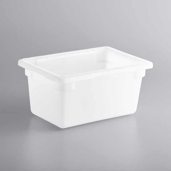 Commercial Food Storage Box, White Polyethylene, 18x12x9 Inches, 5 Gallon Capacity, NSF Listed, Stackable with Built-in Handles, BPA Free, Made in USA
