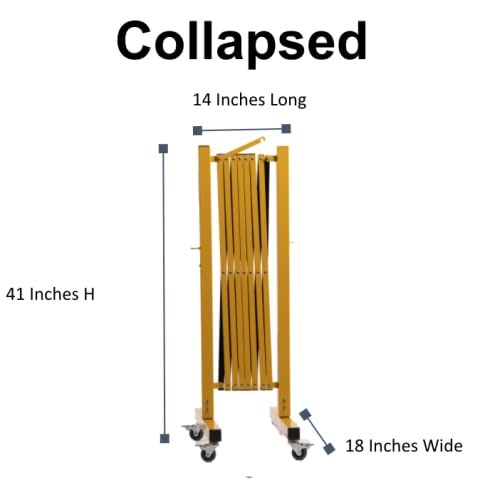 Trafford Industrial Expandable Metal Barricade, 11 Feet, Yellow and Magenta, Mobile Safety Barrier Gate, Retractable Traffic Fence