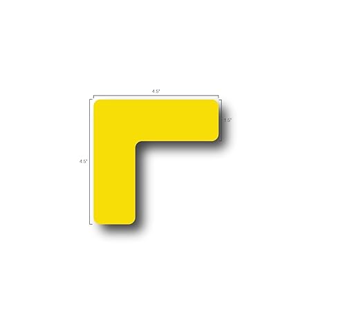 5S Location Marking Corner- (Various Sizes Available) Durable L Shaped Floor Marker by Graphical Warehouse- Vibrant Colors, Rounded Corners (4.5x4.5x1.5" (25 Pack), Yellow)