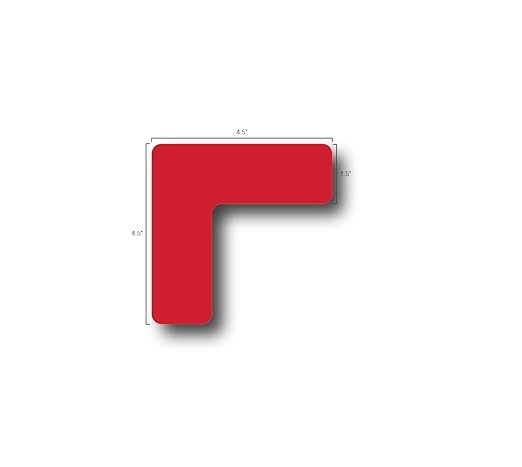 5S Location Marking Corner- (Various Sizes Available) Durable L Shaped Floor Marker by Graphical Warehouse- Vibrant Colors, Rounded Corners (4.5x4.5x1.5" (25 Pack), Red)