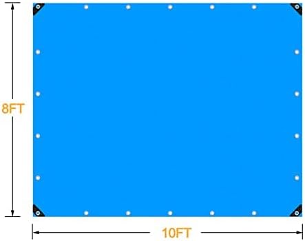 Tarps Heavy Duty Waterproof 8x10, Blue Tarp, Waterproof Plastic Poly 16 Mil Thick Tarpaulin with Metal Grommets Every 19.5 Inches - Emergency Rain Shelter, Outdoor Cover, and Camping Use