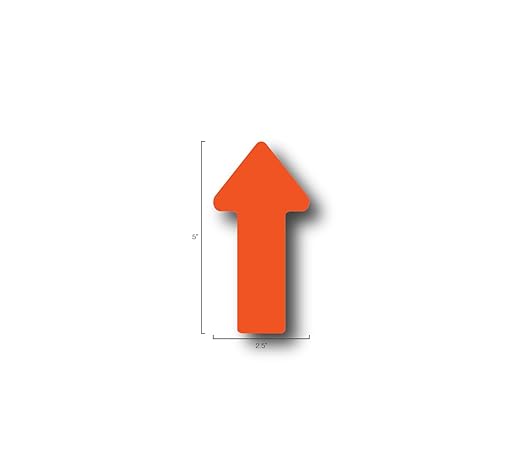 5S Location Marking Arrow- Durable Laminated LSE (Low Surface Energy) Arrow Shaped Floor Marker by Graphical Warehouse- 5S Safety and Security Signage (5x2.5", Orange, 25)
