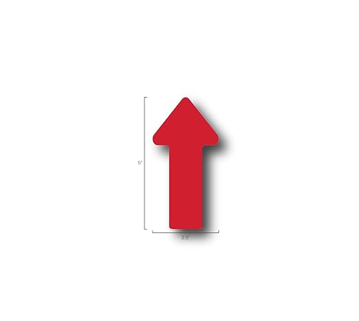 5S Location Marking Arrow- Durable Laminated LSE (Low Surface Energy) Arrow Shaped Floor Marker by Graphical Warehouse- 5S Safety and Security Signage (5x2.5", Red, 100)