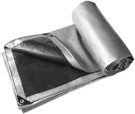 Heavy Duty Tarp 40x60 Ft, 12 Mil Thick Waterproof Silver/Black Reversible with Grommets, UV Resistant Tear and Fade Resistant