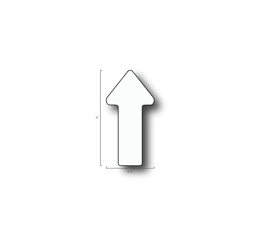 5S Location Marking Arrow- Durable Laminated LSE (Low Surface Energy) Arrow Shaped Floor Marker by Graphical Warehouse- 5S Safety and Security Signage (5x2.5", White, 100)