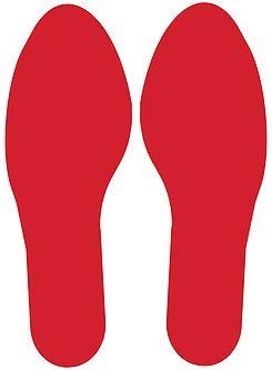5S Location Marking Footprint- 10x3.5" Durable Footprint Shaped Floor Marker by Graphical Warehouse- Vibrant Colors, Rounded Corners (Pack of 10, 5 Pairs) (Red)