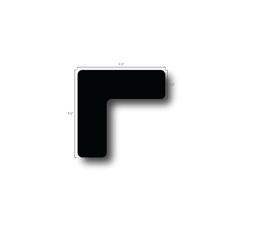 5S Location Marking Corner- (Various Sizes Available) Durable L Shaped Floor Marker by Graphical Warehouse- Vibrant Colors, Rounded Corners (4.5x4.5x1.5" (25 Pack), Black)