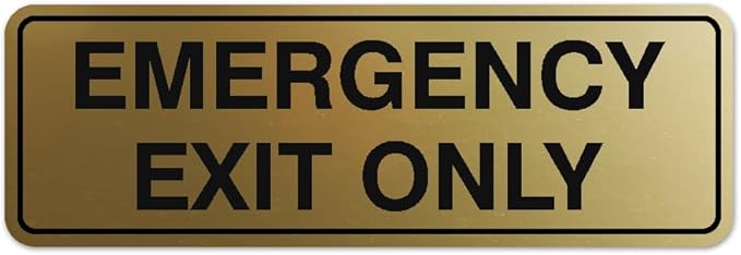 Signs ByLITA Standard Emergency Exit Only Sign - Easy Installation | Durable Wall or Door Sign (Brushed Gold) - Large
