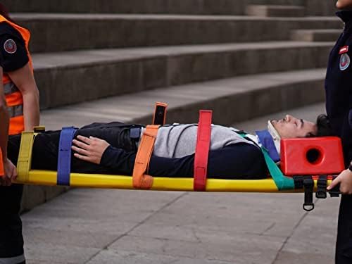 ARS Spine Board Stretcher, First Responder Medical Backboard Head Immobilizer Unit and Spider Straps, EMT Supplies and Equipment for Patient Transfer (Yellow), 16.1 pounds, 1 Count
