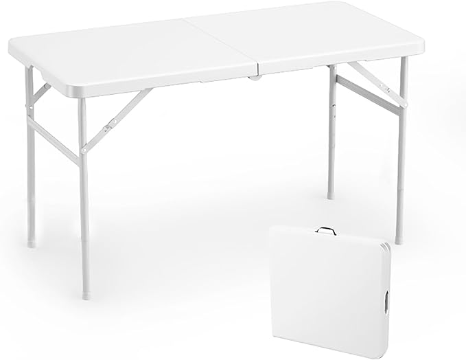 JHDXL Folding Table Portable Heavy Duty Plastic, Fold-in-Half Utility Foldable Table Plastic Dining, Indoors Wood Folding DeskTops, for Party, Dining, Wedding, Camping, Picnic