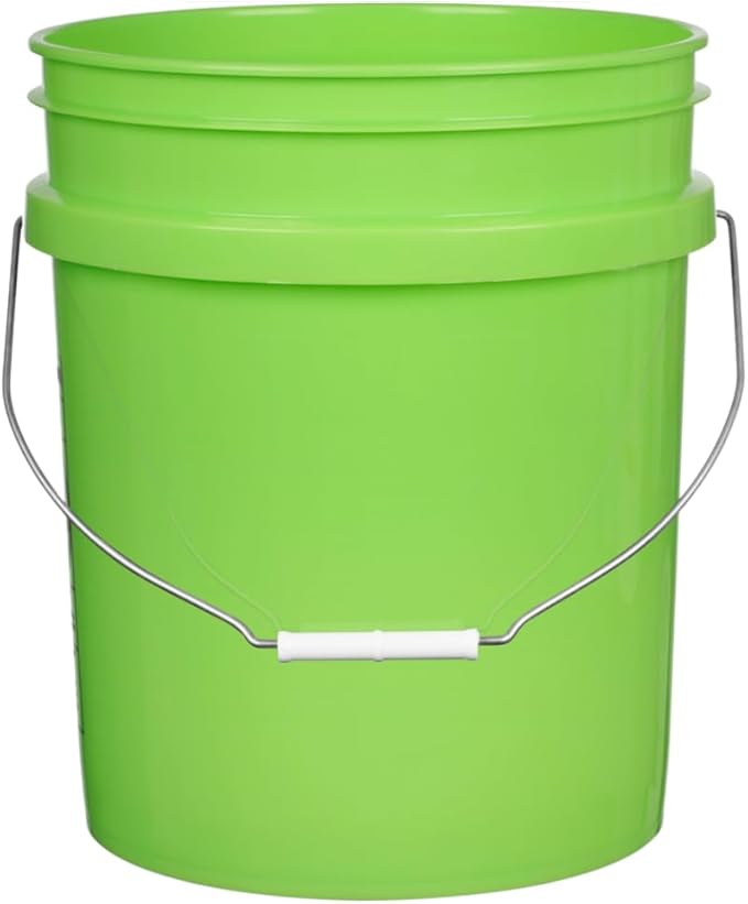 House Naturals 5 Gallon Lime Color Buckets- Pack of 3- Made in USA (5 Gallon, 3, Lime - White lids)
