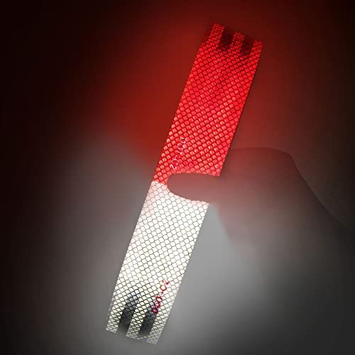 Reflective Tape Outdoor Red White 2 in X 210 FT Waterproof Self Adhesive DOT-C2 Safety Caution Reflector Conspicuity dot Tape for Cars Trailers