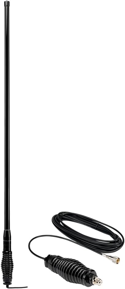 Midland - MXAT04VP-6.6dB Heavy-Duty Bull Bar Antenna with Spring Base Micromobile - 47.5” with 462-468 MHz Frequency - Long Range GMRS Communication - Overlanding Off-Roading - (Bundle)