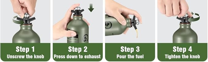 Fuel Bottle 1L for Camping Outdoor with Safety Valve
