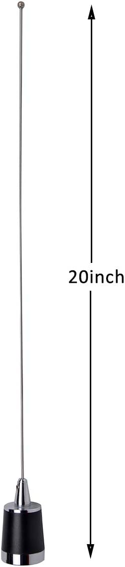 HYS Amateur Antennas Dual-Band NMO 20 Inch Antenna VHF 144/UHF 430MHz NMO L Shape Mount Mobile Antenna Bracket W/13 ft RG58 Coax Cable NMO to UHF-male/PL259 for Motorola Kenwood Midland Mobile Radios