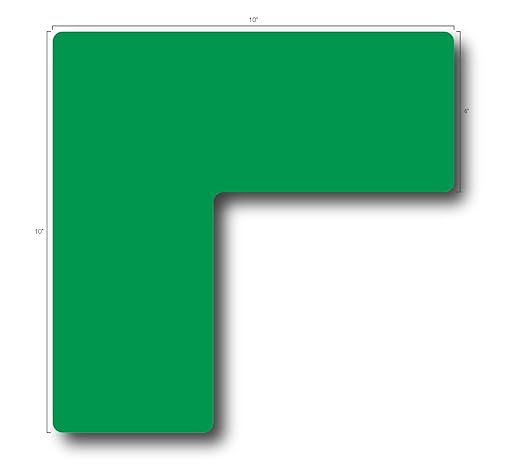 5S Location Marking Corner- (Various Sizes Available) Durable L Shaped Floor Marker by Graphical Warehouse- Vibrant Colors, Rounded Corners (10x10x4" (10 Pack), Green)