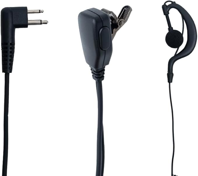 Walkie Talkie Earpiece Headset Compatible with Motorola Radio cls1410 cls1110 bpr40 cp200 cp200d cp185 cp100 rdm2070d with PU G Shape Spring Wire Ear-Hook and PTT mic, 10 Packs