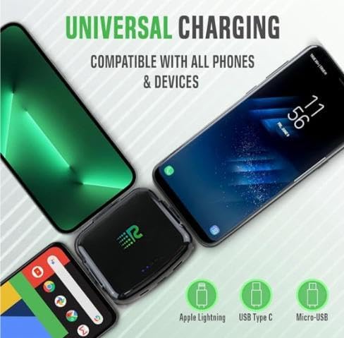 Rush Charge Universe 3 in 1 Portable Charger – 3300mah, 2.4A High-Speed Fast Charging Compatible with iPhone and Android Lightning, Type C, Micro-USB Charges 3 Devices at a Time Pre-Charged RC33 Black