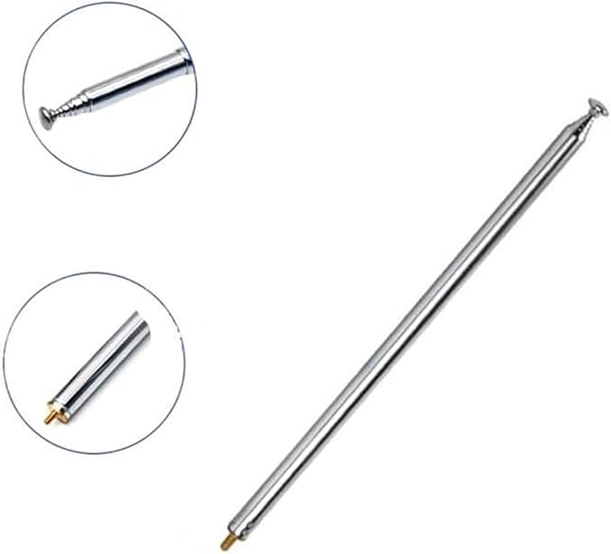 Universal Telescopic M3 Male Thread Antenna 7 Sections AM FM Stainless Steel Replacement Aerial for Radio Equipment Television and Ham Radio Users