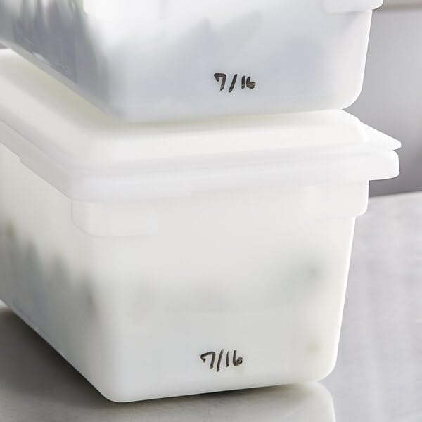 Commercial Food Storage Box, White Polyethylene, 18x12x9 Inches, 5 Gallon Capacity, NSF Listed, Stackable with Built-in Handles, BPA Free, Made in USA