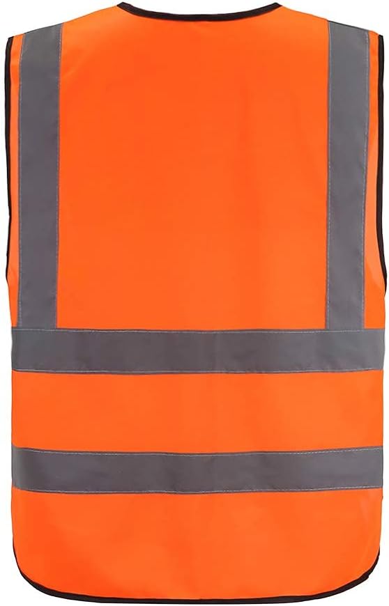 A-SAFETY Orange High Visibility Safety Vest Reflective, 3M Multi Pockets Working Vest Working Uniform Zipper Front ANSI/ISEA Standards 7 Pockets Class 2,3XL