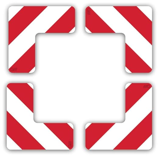 5S Location Marking Corner- (Various Sizes Available) Durable L Shaped Floor Marker by Graphical Warehouse- Vibrant Colors, Rounded Corners (2x2x0.75" (25 Pack), Red/White)
