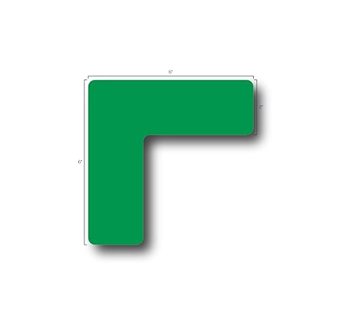 5S Location Marking Corner- (Various Sizes Available) Durable L Shaped Floor Marker by Graphical Warehouse- Vibrant Colors, Rounded Corners (6x6x2" (15 Pack), Green)