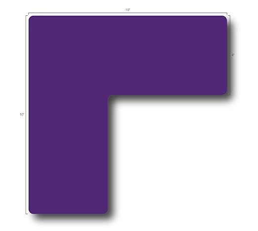 5S Location Marking Corner- (Various Sizes Available) Durable L Shaped Floor Marker by Graphical Warehouse- Vibrant Colors, Rounded Corners (10x10x4" (10 Pack), Purple)