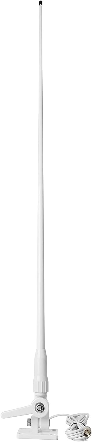 HYS VHF Marine Antenna Waterproof 3DBI 43.3inch Fiberglass Antennas W/22.9ft(7m) RG58 Low Loss Premium Coaxial Cable with PL259/ Built-in to Nylon Ratchet Mount