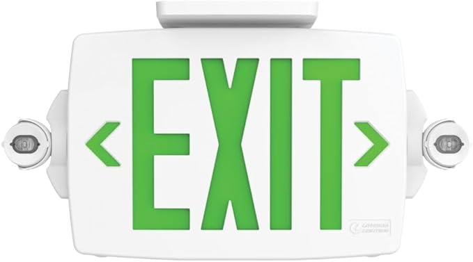 Lithonia Lighting Quantum LED Exit Sign Emergency Light Combo, Exit Sign and Emergency Lights, 2-Head Fixture, Red/Green Selectable Letters, High Output Battery, White (LHQM S W RG MVOLT HO M6)