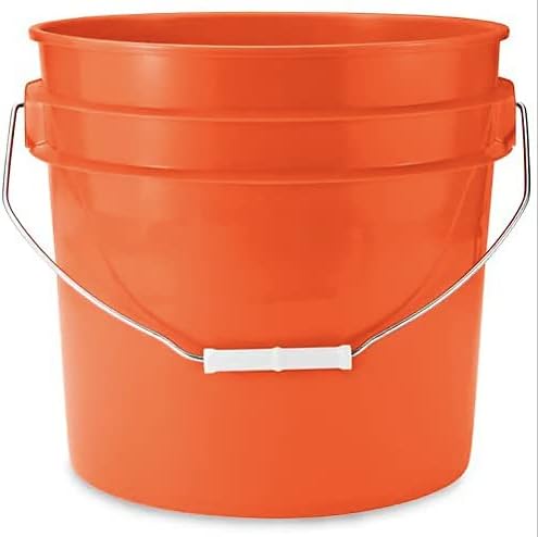 House Naturals 3.5 Gallon Food Grade Orange Bucket Pail with Black Air-Tight Screw on Lid (Pack of 2) BPA Free Made in USA containers