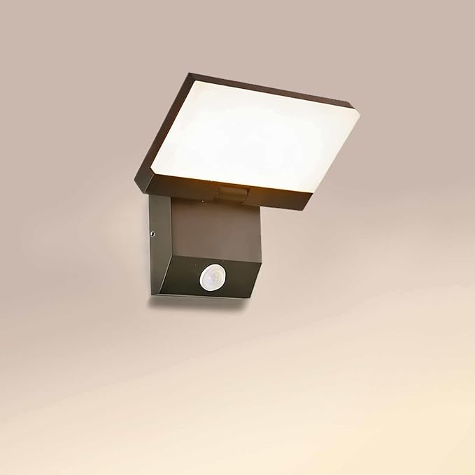 LED Motion Sensor Outdoor Wall IP65 18W, Black Folding LED Wall Lamp, 3000K Waterproof Courtyard Wall for House Porch Garage