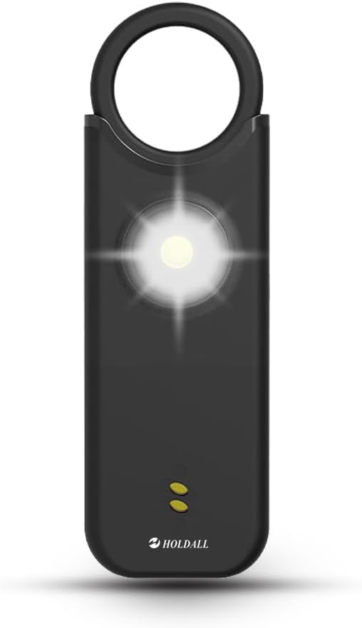 Personal Safety Alarm for Women–135dB Loud Siren with Strobe Light-Acoustooptical Warning, Rechargeable Emergency Safety Alarm, 0.9oz Easy Carry for Elderly and Kids. (Black)