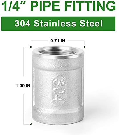 TAISHER 10PCS 304 Stainless Steel Cast Pipe Fitting, Coupling, 1/4" NPT Female x 1/4" NPT Female Threaded