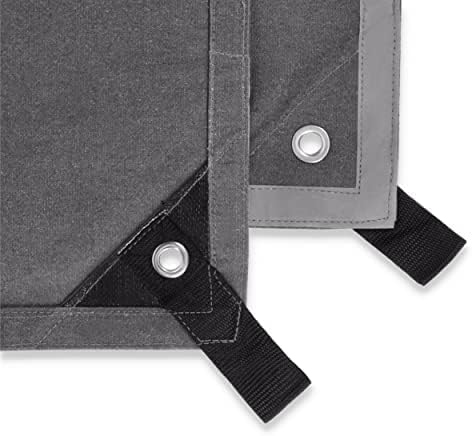 WHITEDUCK 12'x14' Canvas Tarp 18 oz/37 Mil Heavy Duty Waterproof UV Resistant, Rustproof Grommets, Industrial & Commercial Use Cloth Tarp (Finished Size: 11'6"x13'6", Grey)