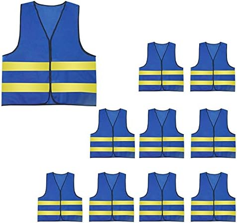 AIEOE 10 PCS Construction Worker Vest Hi Visibility Heavy Duty Safety Vest Weatherproof Surveyor Fitted Vest with Sliver Reflective Tape Breathable Outdoor Protective